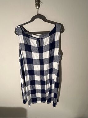 Ava & Viv Sz 2x Navy Blue and White Gingham Midi Dress
